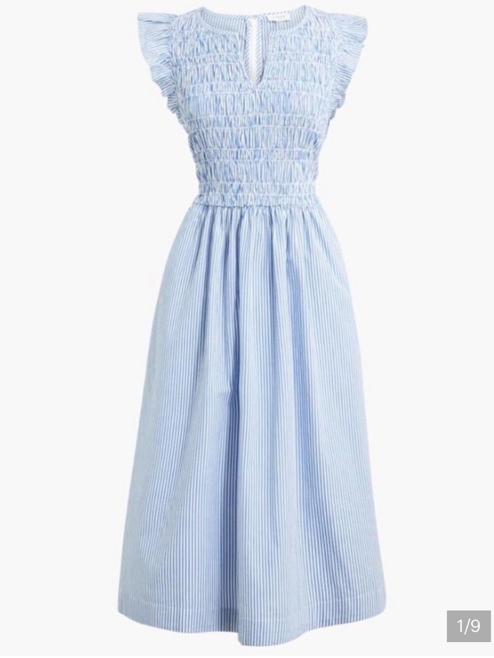 J. Crew Factory Striped Smocked Flutter-Sleeve Dress